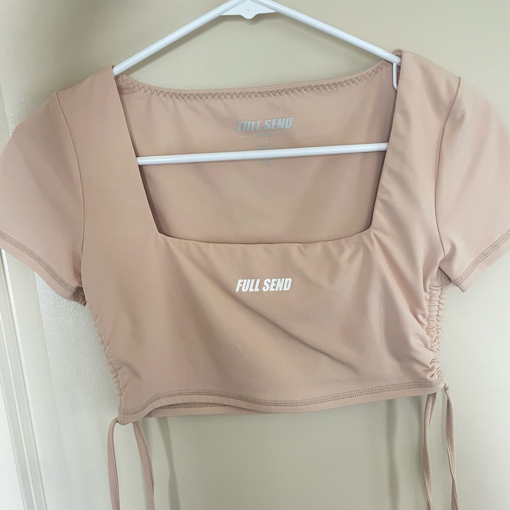 Full Send Nelk Boys Fitness Square Side Tie Top Nude - Small (S)